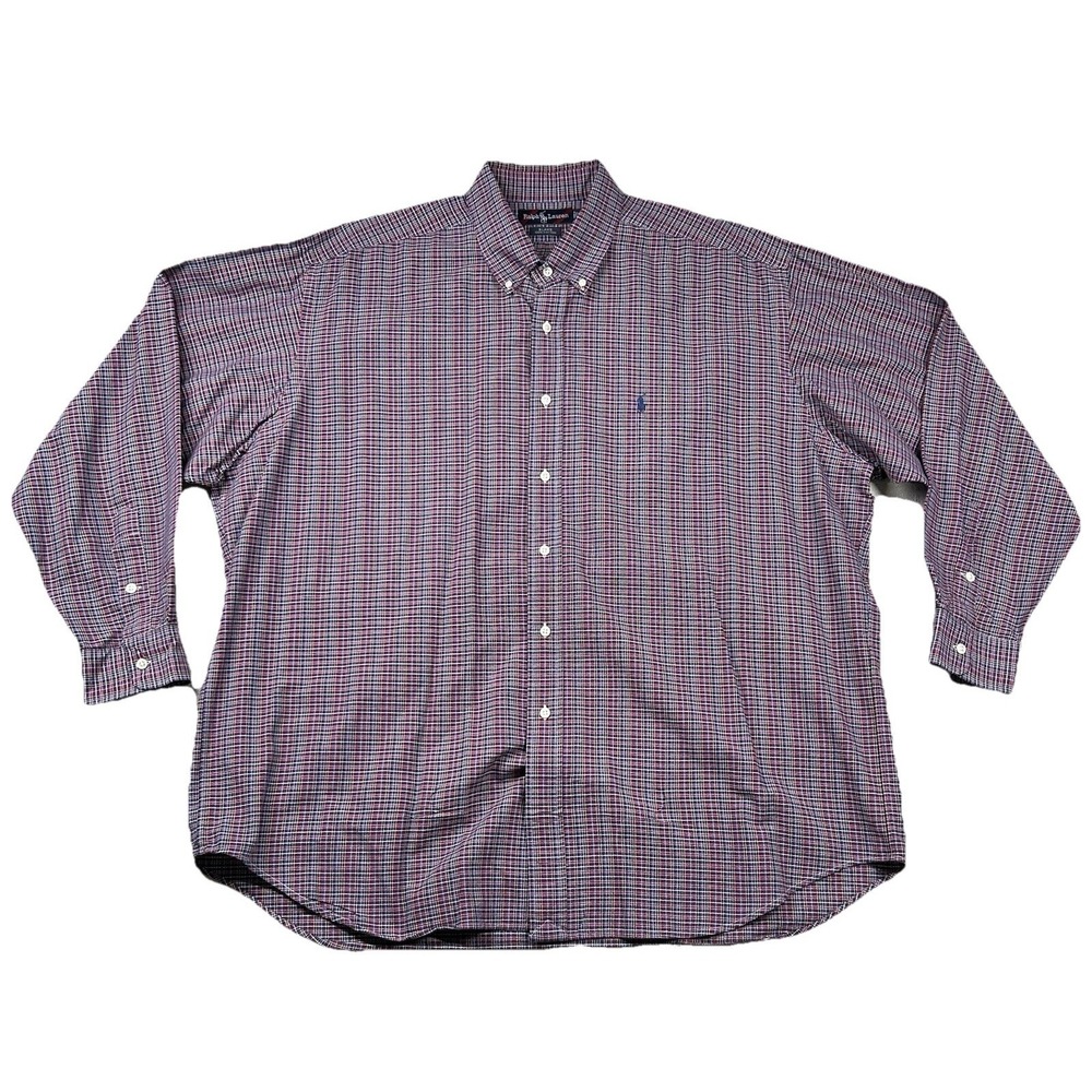 Ralph Lauren Shirt Mens 2xl Plaid Button Down Oxford Tartan Tag Blake Cotton
